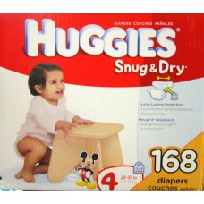 Diapers - Huggies Step 4 - Snug & Dry -  10-17 Kg / 22-37 lbs  / 1 x 164  Diapers - $.24 Per Diaper